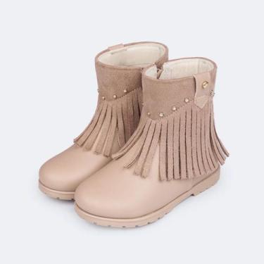 Imagem de Bota de Franja Infantil Menina Pampili Rubi Cano Baixo Bege, 25