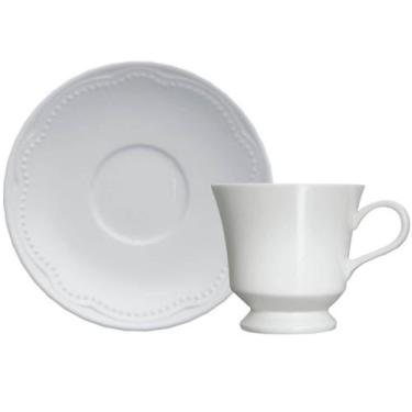 Imagem de Xícara de Café com Pires Porcelana Germer 80ml Relevo Cottage Branco C