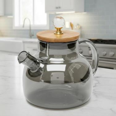 Imagem de Chaleira de Vidro Fumê com Infusor 1L Bule Chá Café Cozinha - LUTHER H