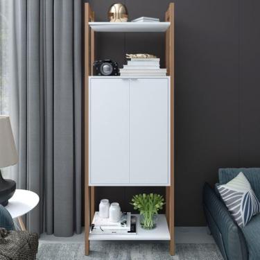 Imagem de Estante de Livros 65CMX184,7cm 2 Portas Centro Haia Yescasa Branco/Amê