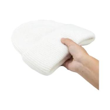 Imagem de Gorro Feminino De Inverno Em Tricô Com Pelo De Coelho, Grosso, Quente 