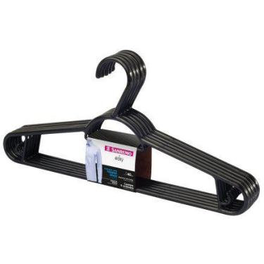 Imagem de kit com 5 Cabides de Plástico na cor preta Pendura Mais 3 Peças PR9105