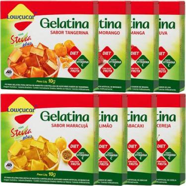 Imagem de Kit com 8 Unidades de Gelatina Lowçucar Plus com Stevia Sabores variad