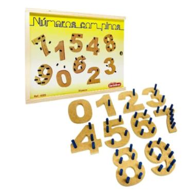 Imagem de Brinquedo Educativo Pedagógico Números Com Pinos Em Madeira