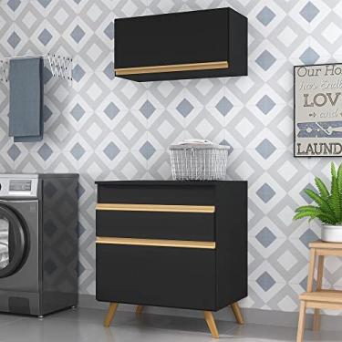 Imagem de Conjunto Lavanderia Multiuso Armário e Balcão Multimóveis Mp5016 Preto