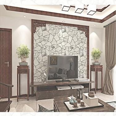 Imagem de QIHANG Papel de parede de pedra mármore pedra antiga pedras retrô personalidade cor cinza claro 0,53m*10m=5,3SQM