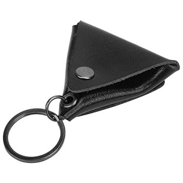 Imagem de Estojo de suporte para palhetas de guitarra, caixa de armazenamento de palhetas de couro dividido, acessórios para chaveiros, suprimentos para instrumentos para amantes de música (preto)