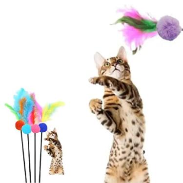 Imagem de Brinquedo Varinha com Bolinha e Penas para Gato (V-BOL-02-LÍLAS)