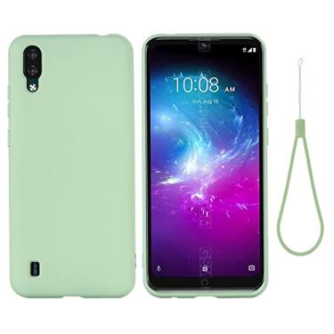 Imagem de YUNCHAO Caixa de telefone Para ZTE A5 2020 Pure Color Liquid Silicone à prova de choque capa de cobertura completa capa para celular