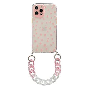 Imagem de Dot Crystal pulseira pulseira capas de telefone para iphone 12 pro max 11 promax X XS XR 7 8 Plus 12mini capa de corrente, B com corrente, para iphone7Plus 8plus