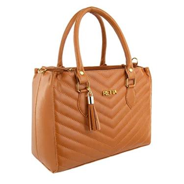 Imagem de Bolsa Feminina Transversal de Mão e Ombro Retta (CARAMELO)