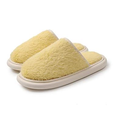 Imagem de Pantufas femininas felpudas confortáveis de espuma viscoelástica para o quarto, sapatos leves, para uso externo, forro de pele para mulheres
