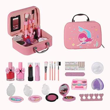 Kit de maquiagem infantil kit para meninas laváveis cosméticos brinquedos  definir jogo fingir jogo princesa sombra blush batom bolsa de maquiagem