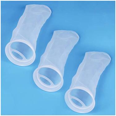 Imagem de Meias de filtro de sumo de cone 80 mícrons com abertura de 10,16 cm x 35,5 cm de comprimento, filtro de nylon de aquário, filtro de feltro, pacote com 3