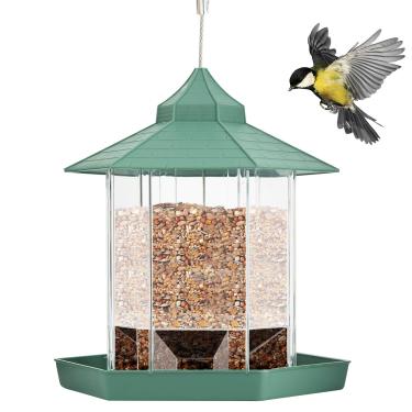 Imagem de Yajun Alimentador de pássaros selvagens pendurado decorativo perfeito para atrair pássaros recipiente de comida suprimentos para animais de estimação para jardim ao ar livre