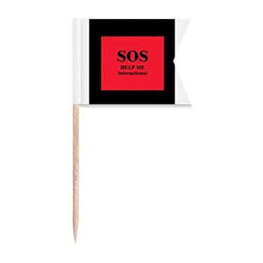 Imagem de Cry Help Rescue bandeiras de palito de dente de emergência para marcação de rotulagem para bolo de festa prato de queijo