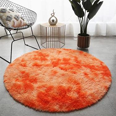 Imagem de Lifup Tapete redondo macio e fofo, tapete circular de pelúcia tie dye para sala de estar, quarto, decoração de casa, laranja, 3 m