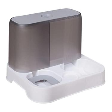 Imagem de ＫＬＫＣＭＳ Alimentador para animais de estimação fonte de água recipiente para alimentos para gatos pratos para cães destacável estação de alimentação, CINZENTO