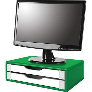 Imagem de Souza & Cia, Suporte de Monitor 2 Gavetas, Mdf Verde C/Gaveta Branca (Ref: 3353)