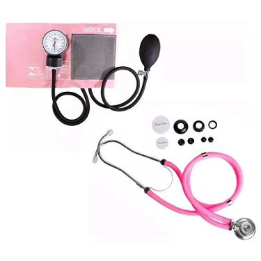 Imagem de Kit De Enfermagem Com Medidor De Pressão Estetoscopio Duplo (Rosa)