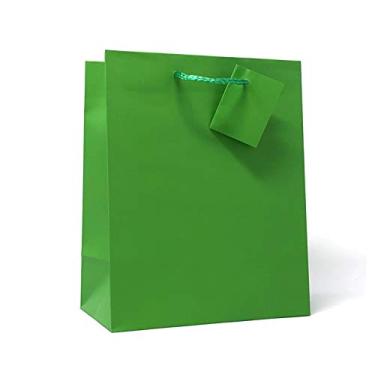 Imagem de Allgala Sacos de presente de papel de cor sólida premium com 12 unidades (23 cm MED-Green-GP50071)