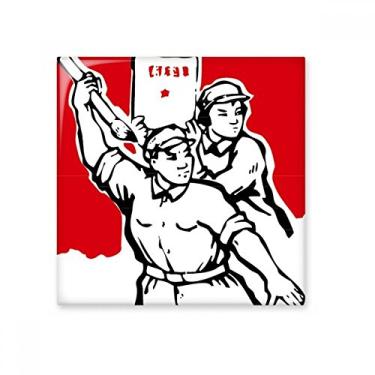 Imagem de Adesivo brilhante de azulejo de cerâmica patriotismo vermelho de papel comunista