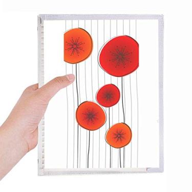 Imagem de Caderno de pintura artística abstrata com flores circulares vermelhas, folhas soltas, diário recarregável, papelaria