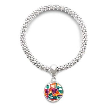 Imagem de DIYthinker Itália Roma Paisagem Alfândega Pulseira Prata Pingente Redondo Joia Corrente