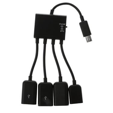 Imagem de Cabo OTG Micro USB Hub, 4 em 1 Micro USB para Fêmea 1x Micro USB + 3x