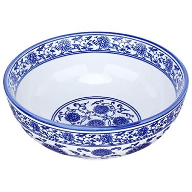 Imagem de 1 Unidade Porcelana Azul e Branca Tigelas De Cereais Tigela De Sopa Com Tampa Tigela De Porcelana Udon Soba Tigelas De Missô Macarrão Comida Sopa Japonesa Porca Salada Cerâmica