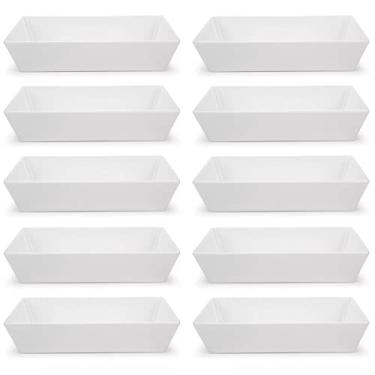 Imagem de 10 Travessas Retangular 3l Branca Grande Servir a Mesa Salada Sobremesa Risoto Petisco Coza