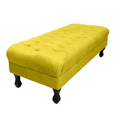 Imagem de Puff Decorativo Retrô Luis Xv Capitonê 1 Metro Suede Amarelo - LM DECOR