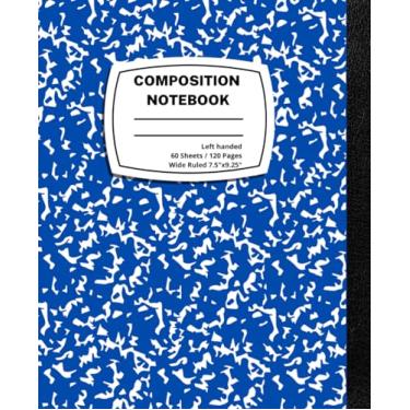 Imagem de Caderno de composição pautado largo, canhoto: caderno de composição de mármore azul cobalto de capa macia, caderno/diário para escritores canhotos 19 x 24 cm (presente para canhotos) (edição japonesa)