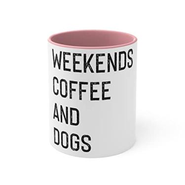 Imagem de Caneca de café com detalhes de 325 ml cores café de fim de semana café engraçado | Camiseta Dog Mom | Dog Lover Funny Dog | Introvertido 325 g / Rosa