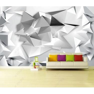 Imagem de Papel de parede Formas Geométricas Brancas Decoração de parede Foto Murais de parede 200x140cm