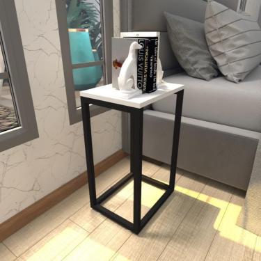 Imagem de Mesa De Cabeceira Industrial Branca Off White Canto Quarto Cabeceira Mesinha Cabeçeira Cabiceira