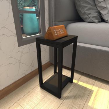 Imagem de Mesa De Cabeceira Industrial Preta Mdf Canto Quarto Mesas De Cabeceira Mesinha Cabeçeira Cabiceira