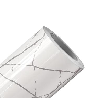 Imagem de Papel de Parede Mármore Alba Brilhante Vinil Adesivo Impermeável Lavável Pia Box Mesa Banheiro