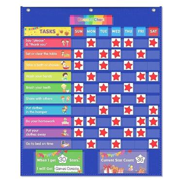 Imagem de EAMAY Tabela de bolso de responsabilidade | Rotina infantil, quadro de recompensa infantil, tabela de tarefas, agenda visual, materiais de aprendizagem de autismo para escola em casa, 129 cartões
