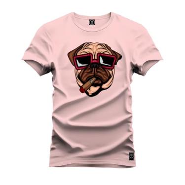 Imagem de Camiseta Plus Size Unissex Algodão Estampada Premium Confortável Dog Charuto Rosa G4