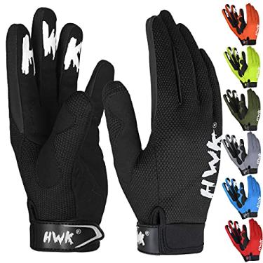 Imagem de HWK Luvas de motocicleta para homens e mulheres – proteção tática confortável com acolchoamento de palma de neoprene antiderrapante, versátil resistente à temperatura – preto, 2GG – luvas de bicicleta