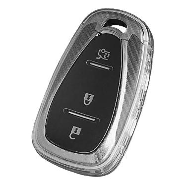 Imagem de TANGSEN Capa para chaveiro, capa de TPU compatível com Chevy Blazer Camaro Cruze Equinox Malibu Sonic Traverse TRAX textura de fibra de carbono transparente 3, 4, 5 botões, capa protetora para chave