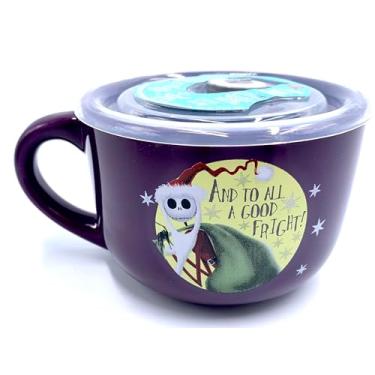Imagem de Silver Buffalo Disney The Nightmare Before Santa Jack - And To All A Good Frieght - Caneca de sopa de 680 g com tampa ventilada | Tigela para sorvete, cereal, bebidas