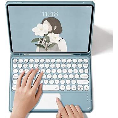 Imagem de PboyiqiS Capa com teclado para Galaxy Tab S10 Plus/S9Plus/S9FE Plus/S8 Plus/S7Plus/S7FE, Trackpad, teclado destacável, suporte fino, com suporte para caneta S, azul