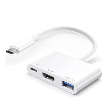 Imagem de Adaptador multiportas USB-C para HDMI com saída HDMI 4K a 60Hz, porta USB 3.0 e porta de carregamento USB-C, hub AV tipo C para Apple iPhone 15, MacBook Pro/Air, iPad Pro, iMac, Galaxy S22 e mais
