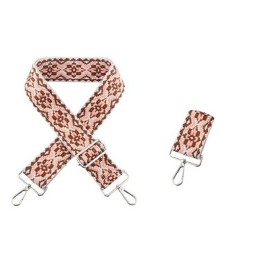 Imagem de Correias para sacos Alça de bolsa em tecido jacquard substituível, tecido colorido, mochila, cinto 5cm, fácil de transportar Correias de saco Ajustáveis(Color:KE148-A2,Size:Light Gold Buckle)