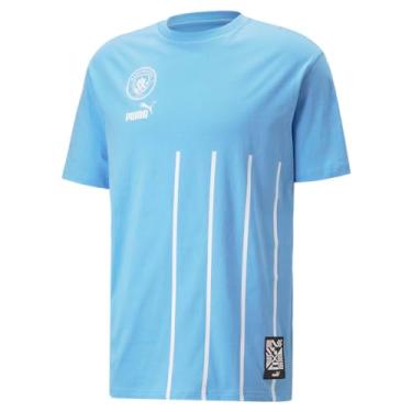 Imagem de PUMA - Camiseta masculina MCFC Ftblculture, Color Team azul claro branco, tamanho: GG