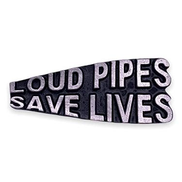 Imagem de Loud Pipes Save Lives - Broche de motociclista para sua jaqueta de couro ou colete por StockPins, Metal, Sem pedras preciosas
