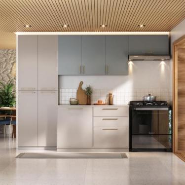 Imagem de Armário de Cozinha Completa Essence 240cm Fendi e Griss Itatiaia Armário de Cozinha Completa Essence 280cm Fendi e Griss Itatiaia