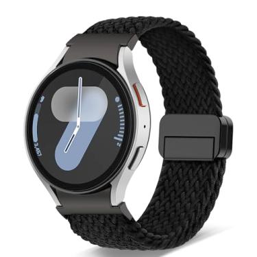 Imagem de MiKoyi Pulseira de relógio para Samsung Galaxy Watch 7/Galaxy Watch 6/Watch 5 de 40 mm e 44 mm, pulseira de substituição magnética trançada de nylon com um clique para Galaxy Watch 6 Classic - preta